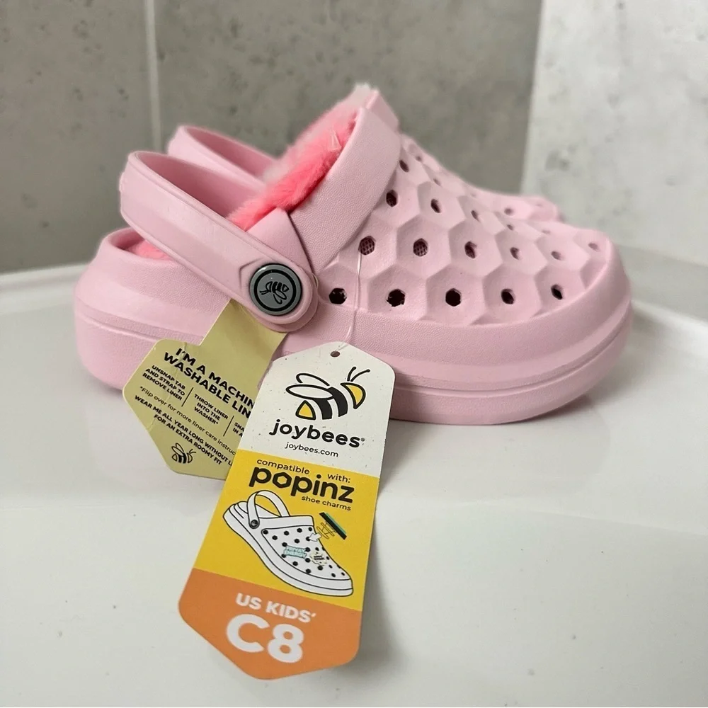 Joybees Varsity Lined Pink Clogs Size 8